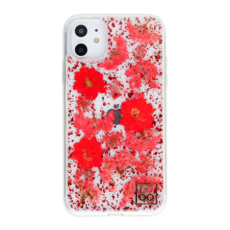 ROQQ Blossom Pressed Flowers Case For iPhone 11 - Red Delphiniums