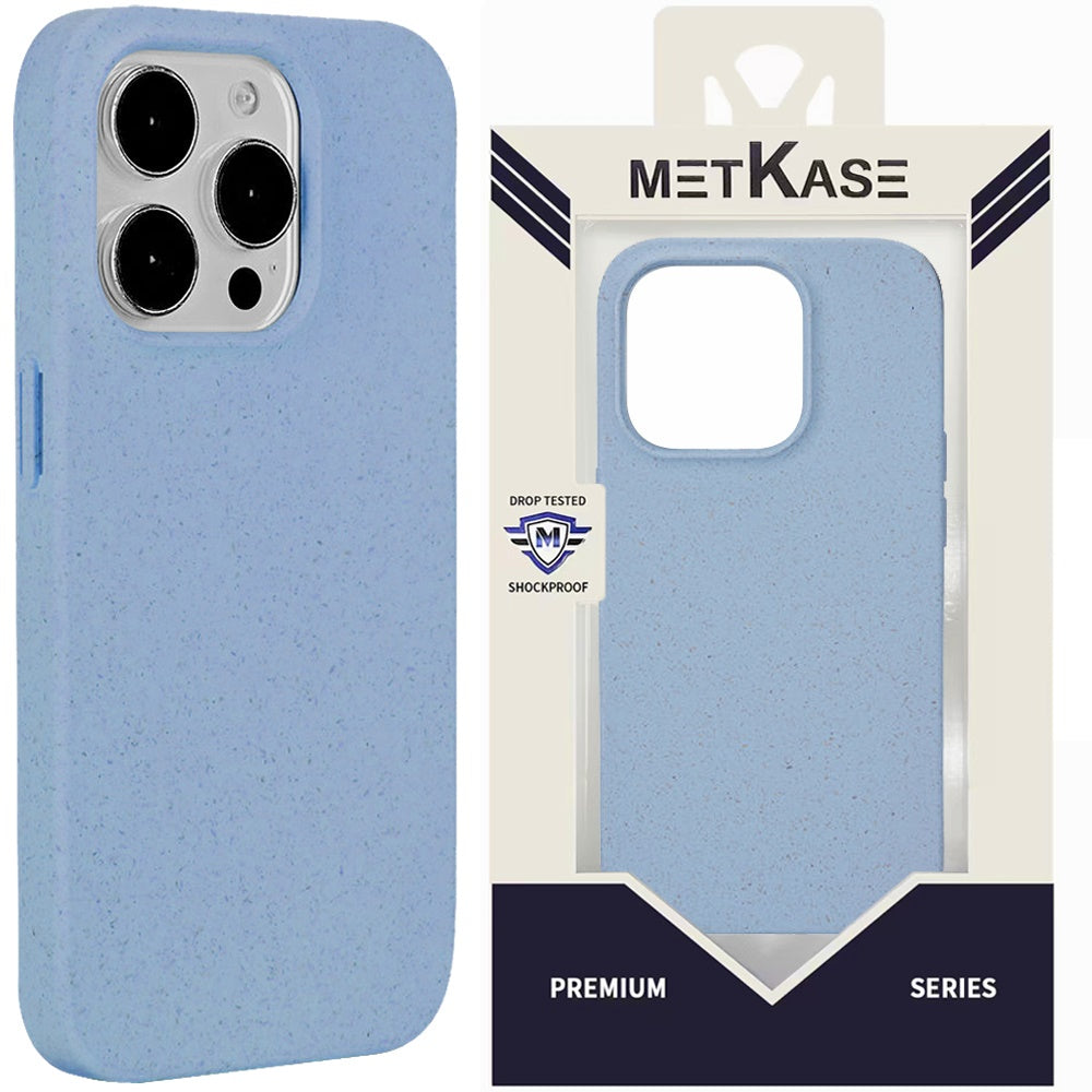 Metkase Bio-Degradable [Wheat Fiber Material] Design Case For iPhone 15 - Light Blue