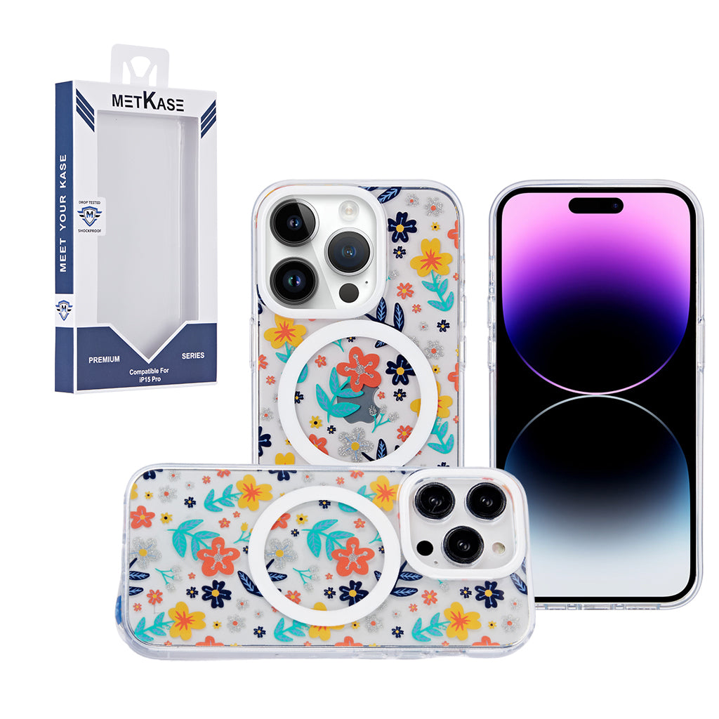 Metkase Imd Design Pattern [Magnetic Circle] Case for iPhone 12 & iPhone 12 Pro - Colorful Floral