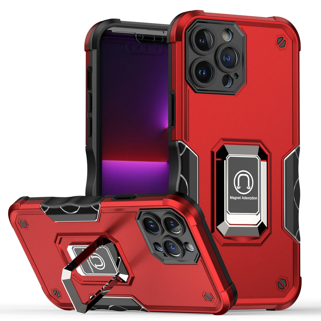 Hybrid Case For iPhone 11 - Red - Optimum Magnetic Ring Stand Wild Flag