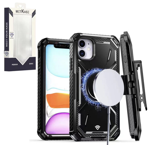 Metkase Premium Holster With Magnetic Ring Stand In Slide-Out Package For iPhone 11 Pro Max - Black