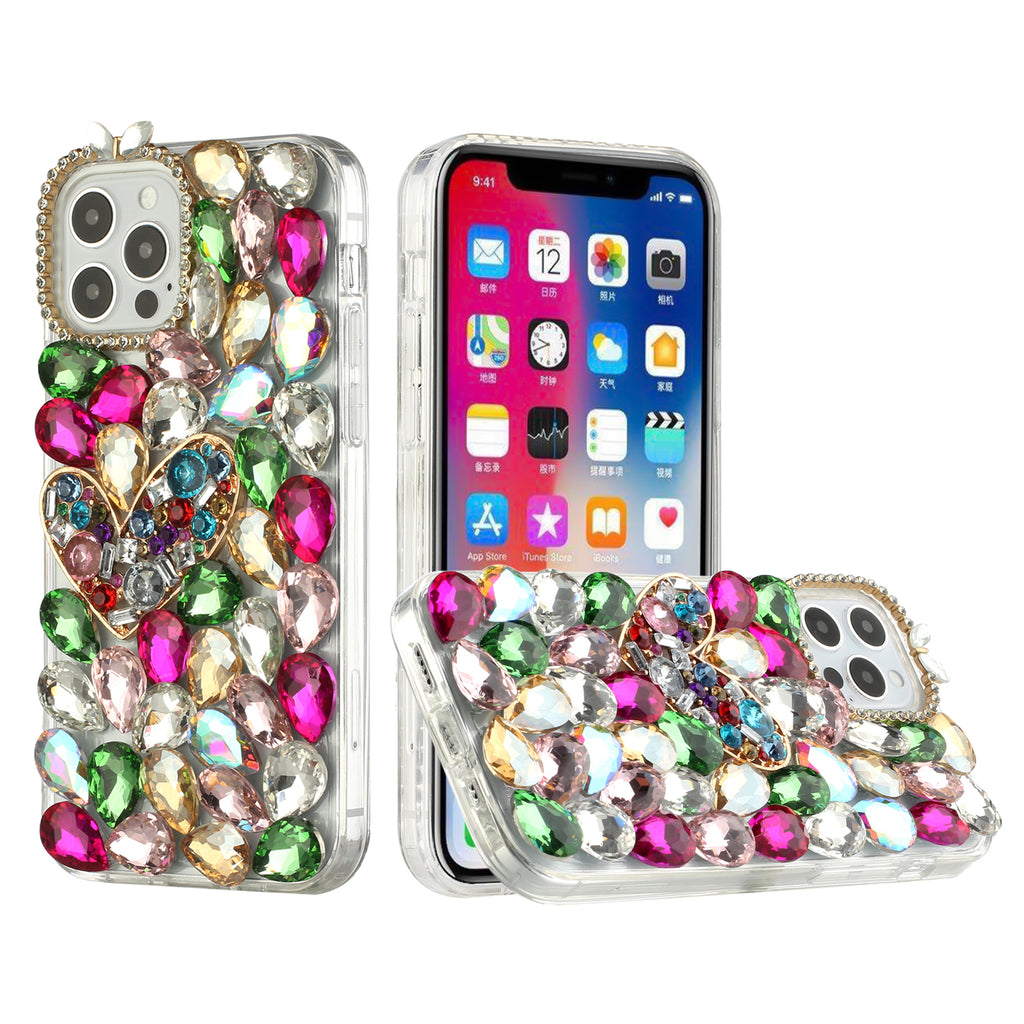 Design Case For iPhone 11 - Colorful Ornaments With Heart - Full Diamond With Ornaments Wild Flag