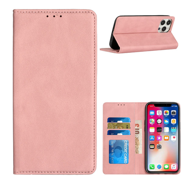 Wallet Case For Samsung A54 5G - Rose Gold - PU Vegan Leather Card Holder Wild Flag