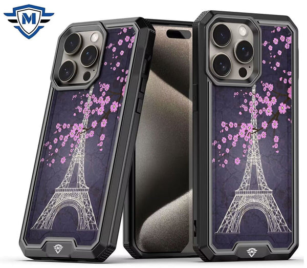 Metkase Premium Rank Design Fused Hybrid In Slide-Out Package For iPhone 12 & iPhone 12 Pro - Dark Grunge Eiffel Tower