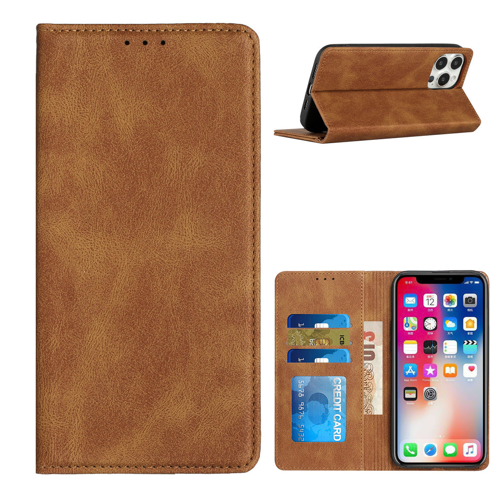 Wallet Case For Samsung Galaxy A03S (2022) - Brown - PU Vegan Leather Card Holder Wild Flag