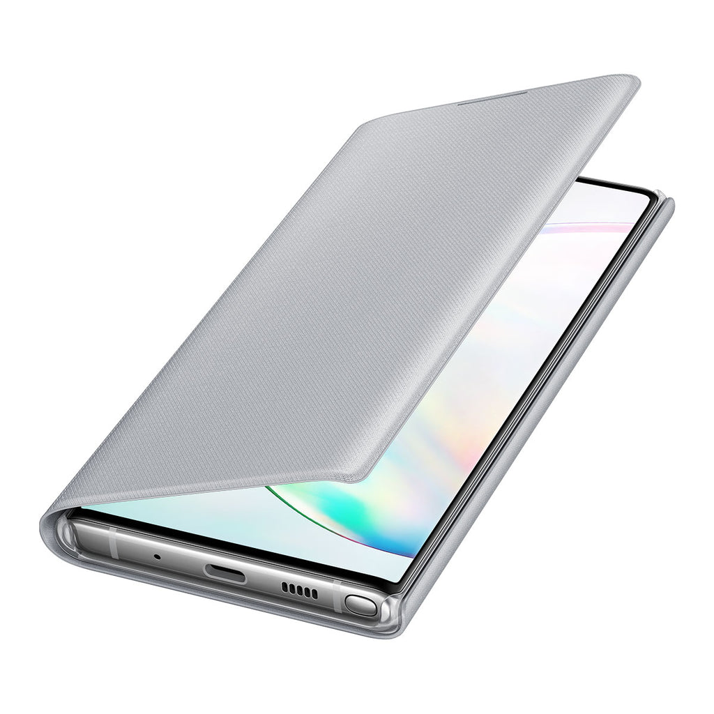 Samsung LED Wallet Cover For Galaxy Note 10 - Silver