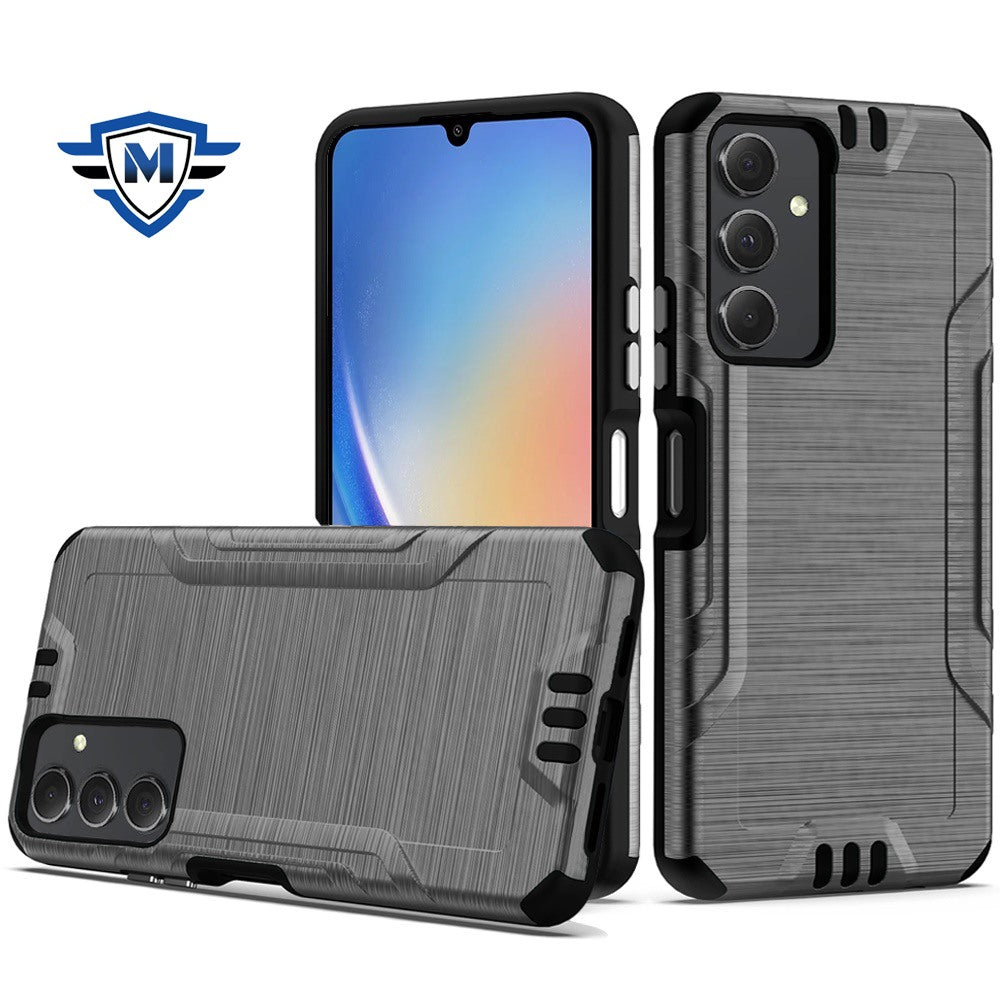 Metkase Strong Tough Metallic Design Hybrid In Premium Slide-Out Package For Samsung A15 5G - Grey