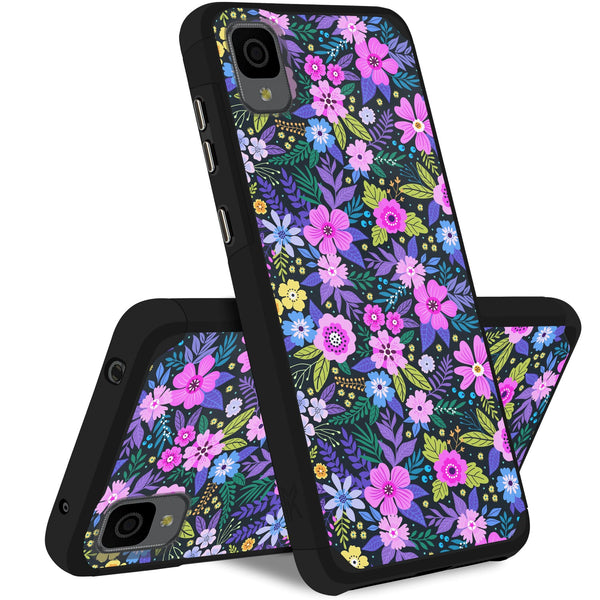 MetKase Tough Strong Slim Dual-Layer Shockproof Hybrid Case Cover for TCL 30 Z - Mystical Floral Boom