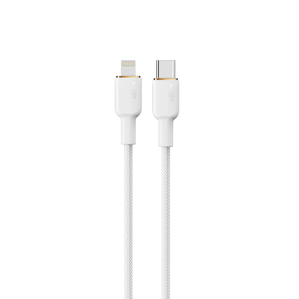 Aukey 1M Nylon Braided USB-C to Lightning Cable with Kevlar Core CB-KCL1 - White