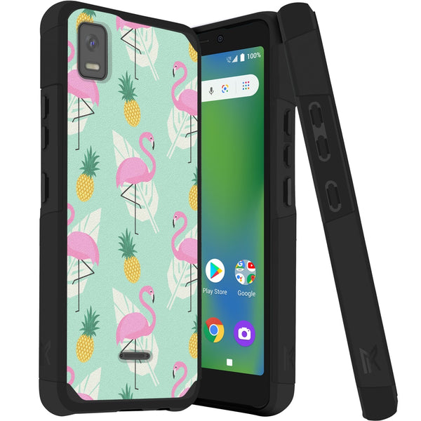 Metkase Tough Strong Hybrid (Magnet Mount Friendly) Case For Cricket Debut Smart - Flamingo