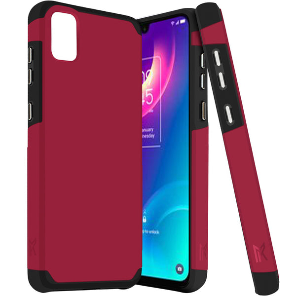 MetKase Tough Strong Slim Dual-Layer Shockproof Hybrid Case Cover For Tcl 30 Z - Virtual Pink