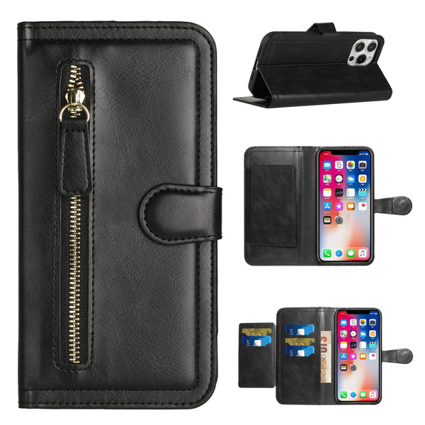 Wallet Case For Samsung A14 5G - Black - Premium Wallet Card Holder With Magnetic Flap
