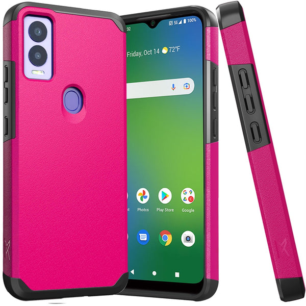 Metkase Tough Strong Hybrid (Magnet Mount Friendly) Case For Cricket Magic 5G - Hot Pink