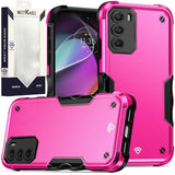 Metkase Exquisite Tough Shockproof Hybrid For Motorola Moto G 5G (2022) - Hot Pink/Black