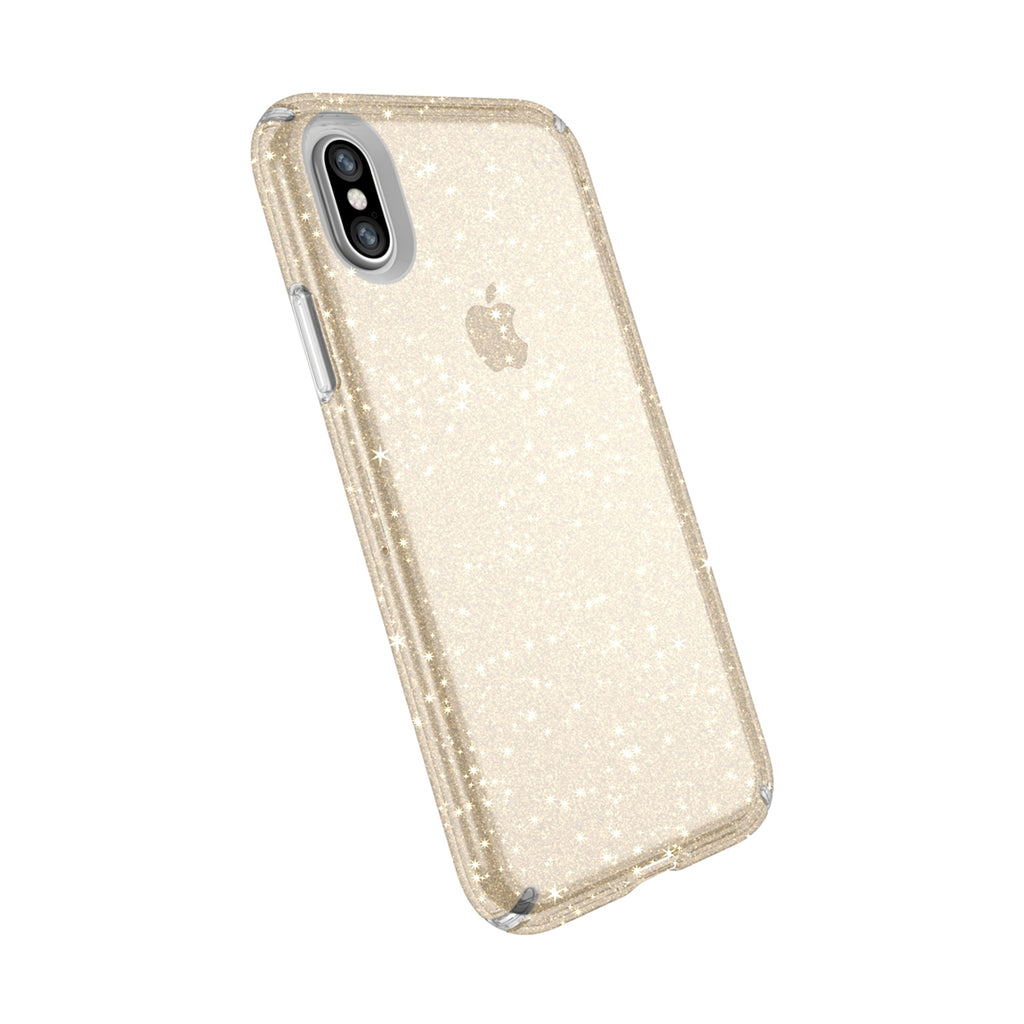 Speck Presidio CLR + Glitt Case For iPhone XS - Clear With Gold Glitter/Clear