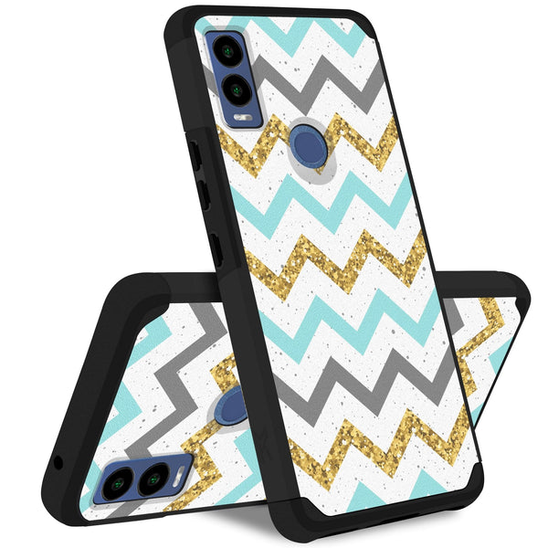 Metkase Tough Strong Hybrid (Magnet Mount Friendly) Case For Cricket Innovate E 5G - Zigzag