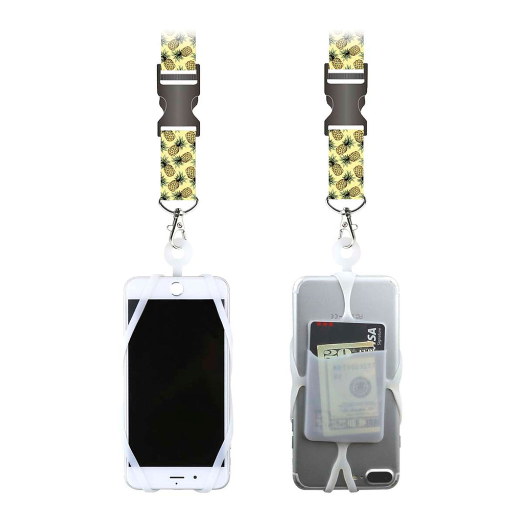Gear Beast Universal Smart Phone Lanyard Neck Strap With Safety Clasp - Pineapple/Clear