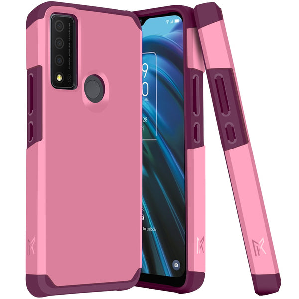 MetKase Tough Strong Slim Dual-Layer Shockproof Hybrid Case Cover For Tcl 30 Xe 5G - Fruity Wine