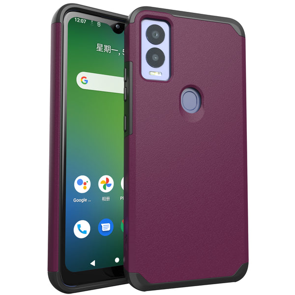 Metkase Tough Strong Hybrid (Magnet Mount Friendly) Case For Cricket Magic 5G - Dark Purple