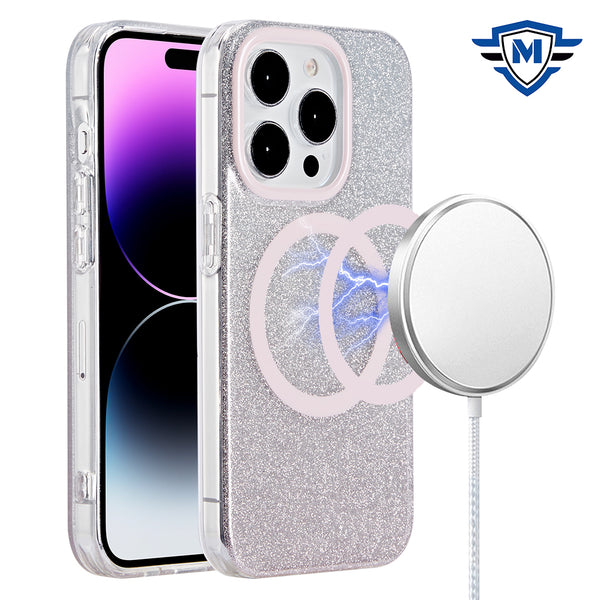 Metkase Double Protection Imd Design Pattern [Magnetic Circle] Premium Case For iPhone 11 (Xi6.1) - Light Pink Imd Glitter