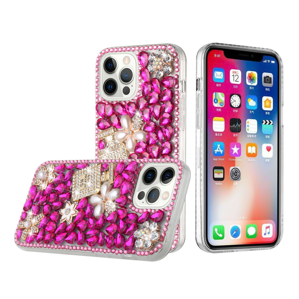 Design Case For iPhone 11 - Pearl Flowers With Perfume Hot Pink - Diamond With Ornaments Wild Flag