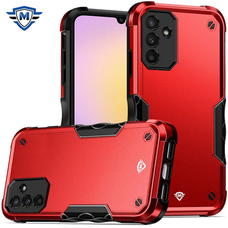Metkase Exquisite Tough Shockproof Hybrid In Slide-Out Package For Samsung A25 5G - Red/Black