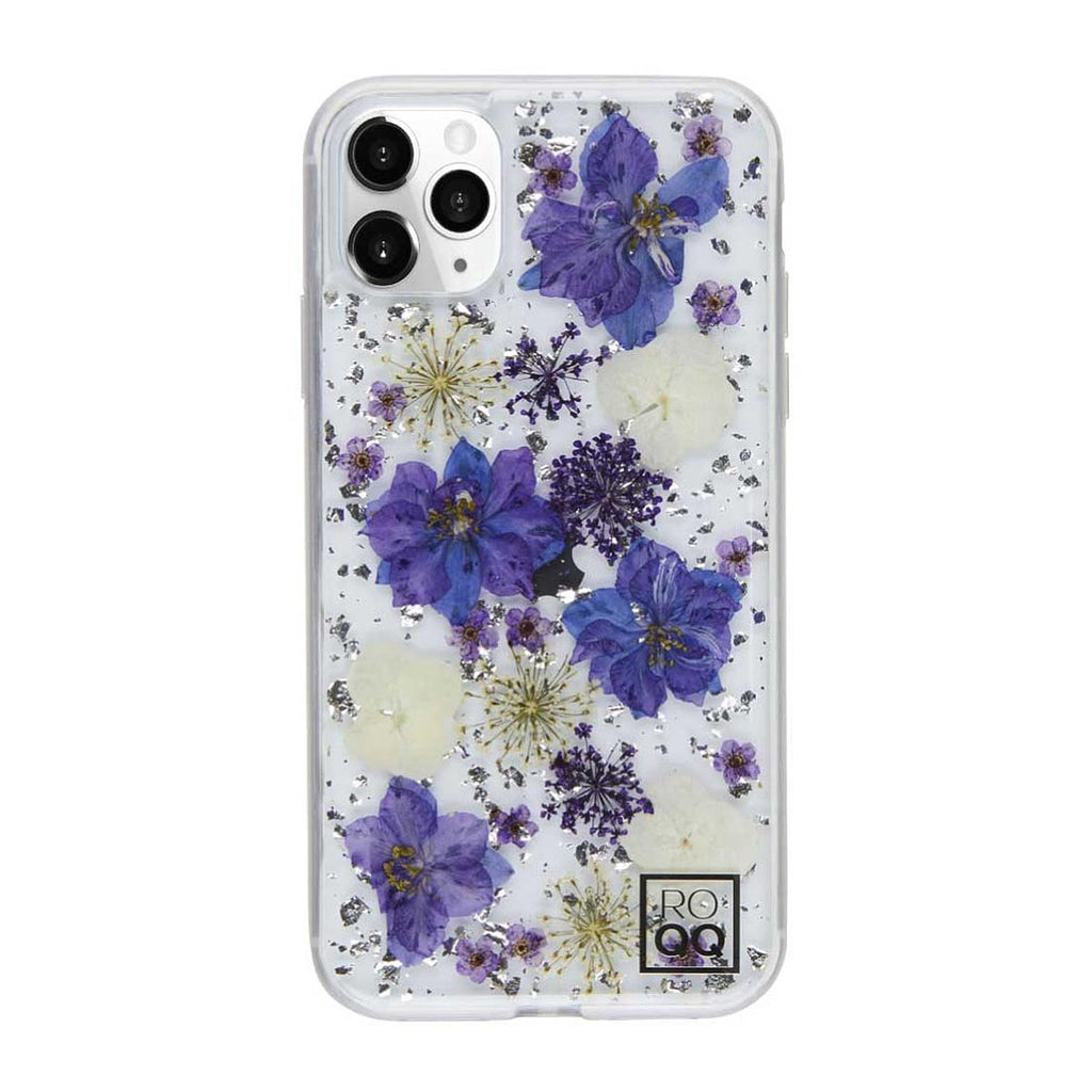 ROQQ Blossom Pressed Flowers Case For iPhone 11 Pro - Purple Delphiniums