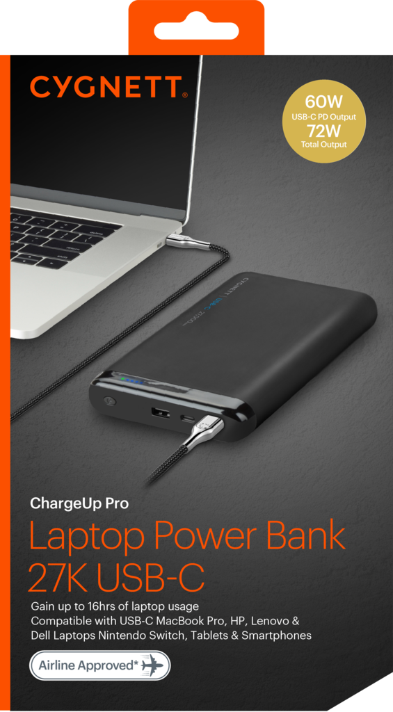 Cygnett Chargeup Pro 27000 Mah 72W USB-C Powerbank - Black