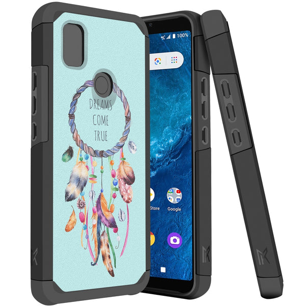 Metkase Tough Strong Hybrid (Magnet Mount Friendly) Case For Cricket Icon 4 - Dreams Come True