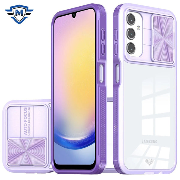 Metkase Fusion Transparent Clear Hybrid Case Cover In Premium Slide-Out Package For Samsung A25 5G - Purple