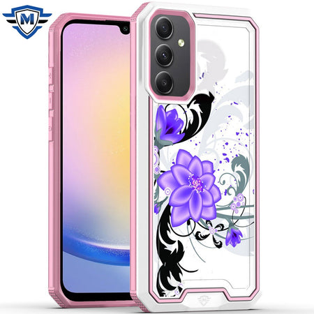 Metkase Premium Exotic Design Hybrid Case In Slide-Out Package For Samsung A25 5G - Purple Lily
