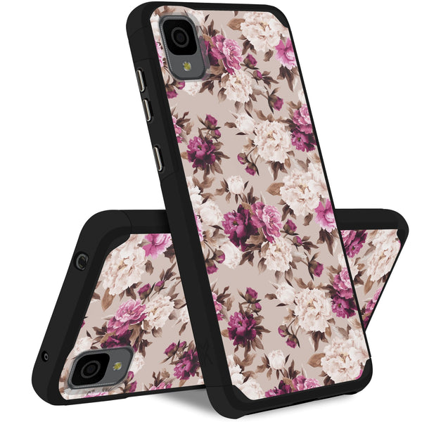 MetKase Tough Strong Slim Dual-Layer Shockproof Hybrid Case Cover for TCL 30 Z - Floral Bouquet