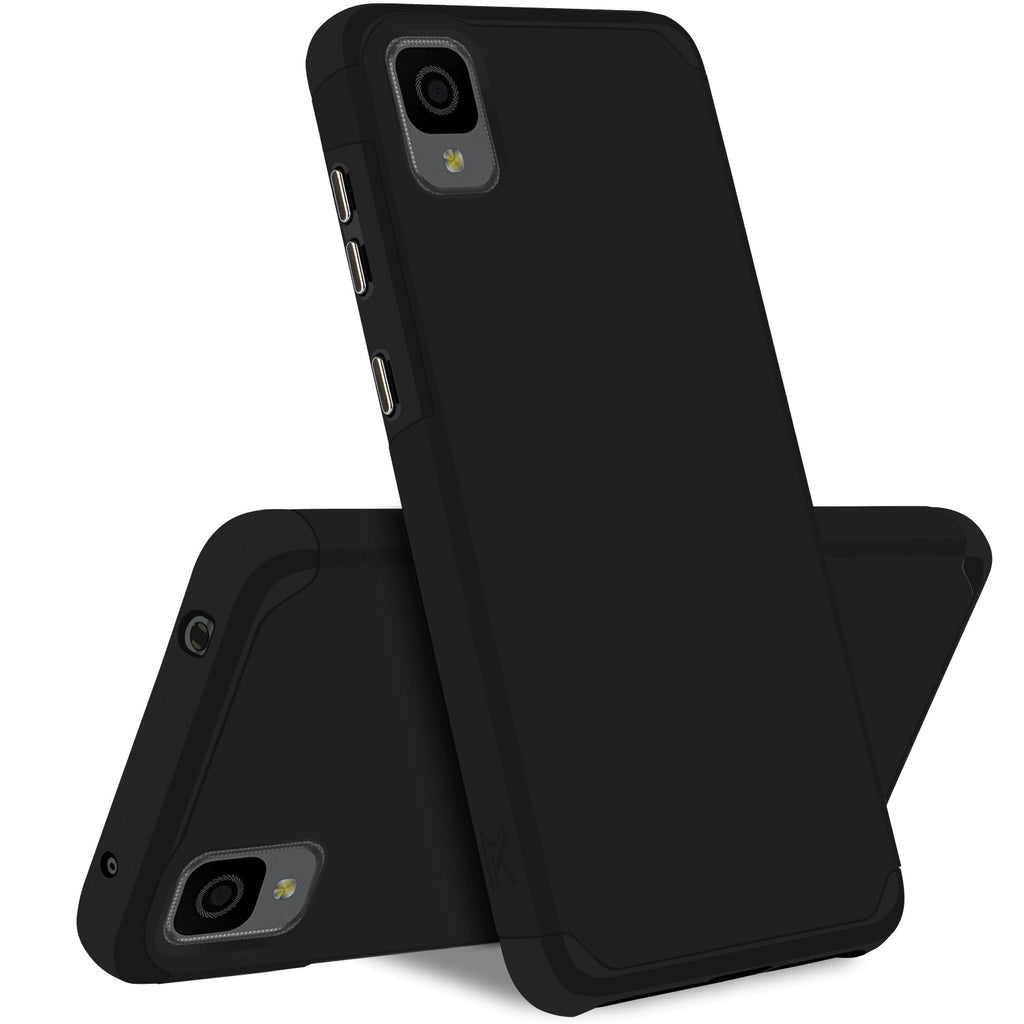 MetKase Tough Strong Slim Dual-Layer Shockproof Hybrid Case Cover For Tcl 30 Z - Black