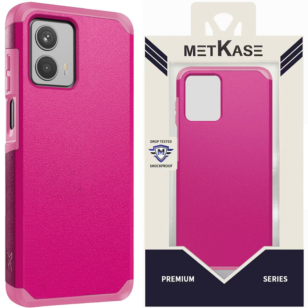 Metkase (Original Series) Tough Strong Shockproof Hybrid For Moto G 5G (2023) - Hot Pink / Light Pink