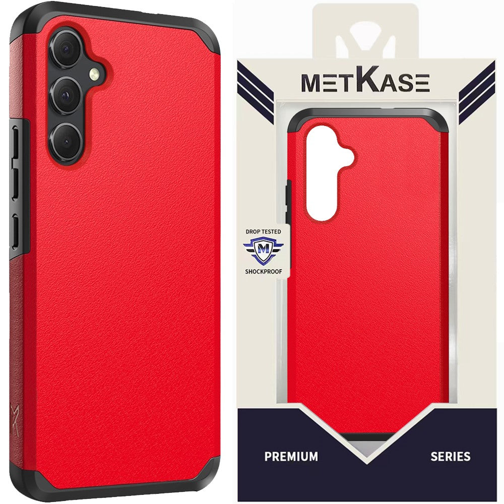 Metkase Tough Strong Hybrid (Magnet Mount Friendly) Case Slide-Out Package For Samsung A15 5G - Red