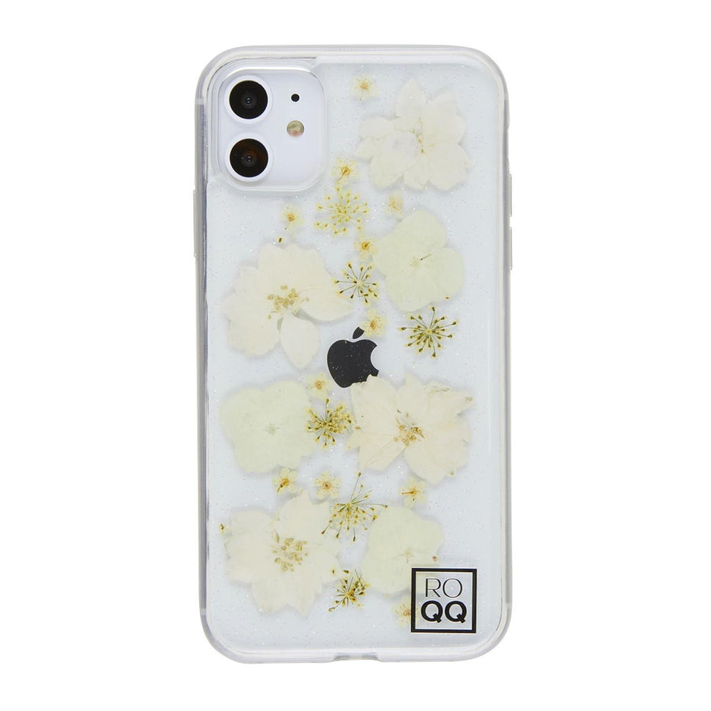 ROQQ Blossom Pressed Flowers Case For iPhone 11 - White Delphiniums