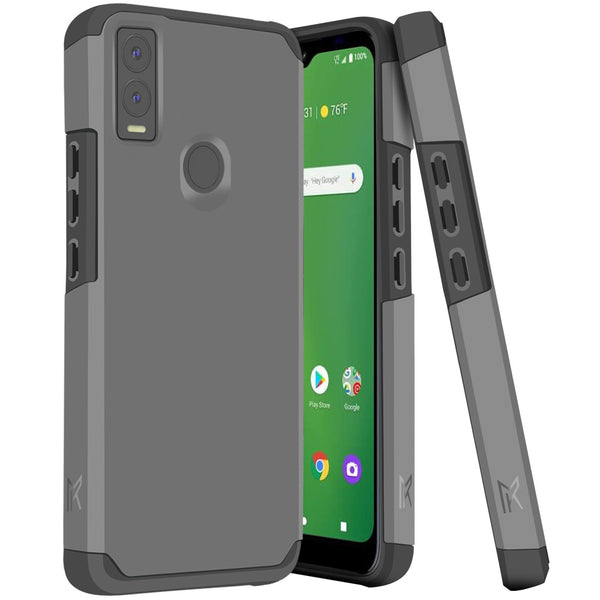 Metkase Tough Strong Hybrid (Magnet Mount Friendly) Case For Cricket Innovate E 5G - Charcoal Grey