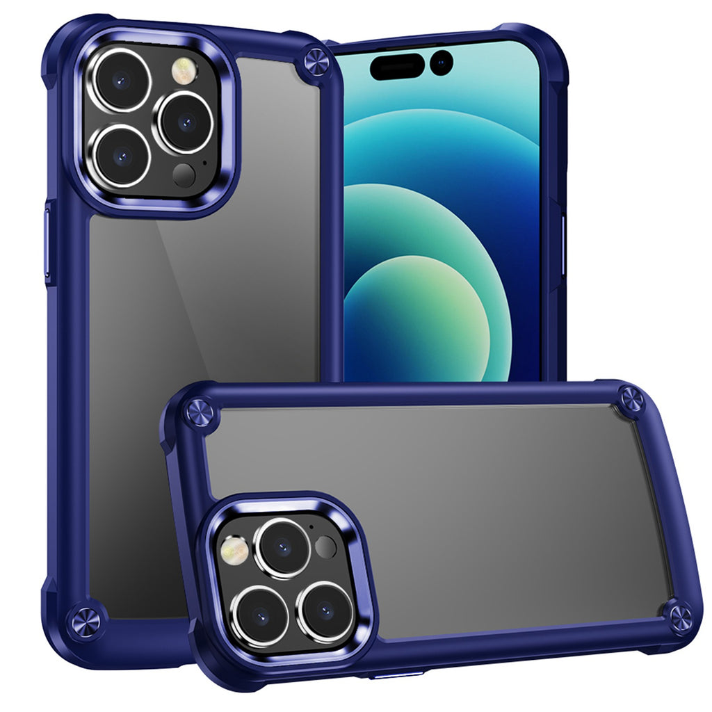 Hybrid Case with Metal Buttons And Camera Edges For Apple iPhone 11 (XI6.1) - Blue