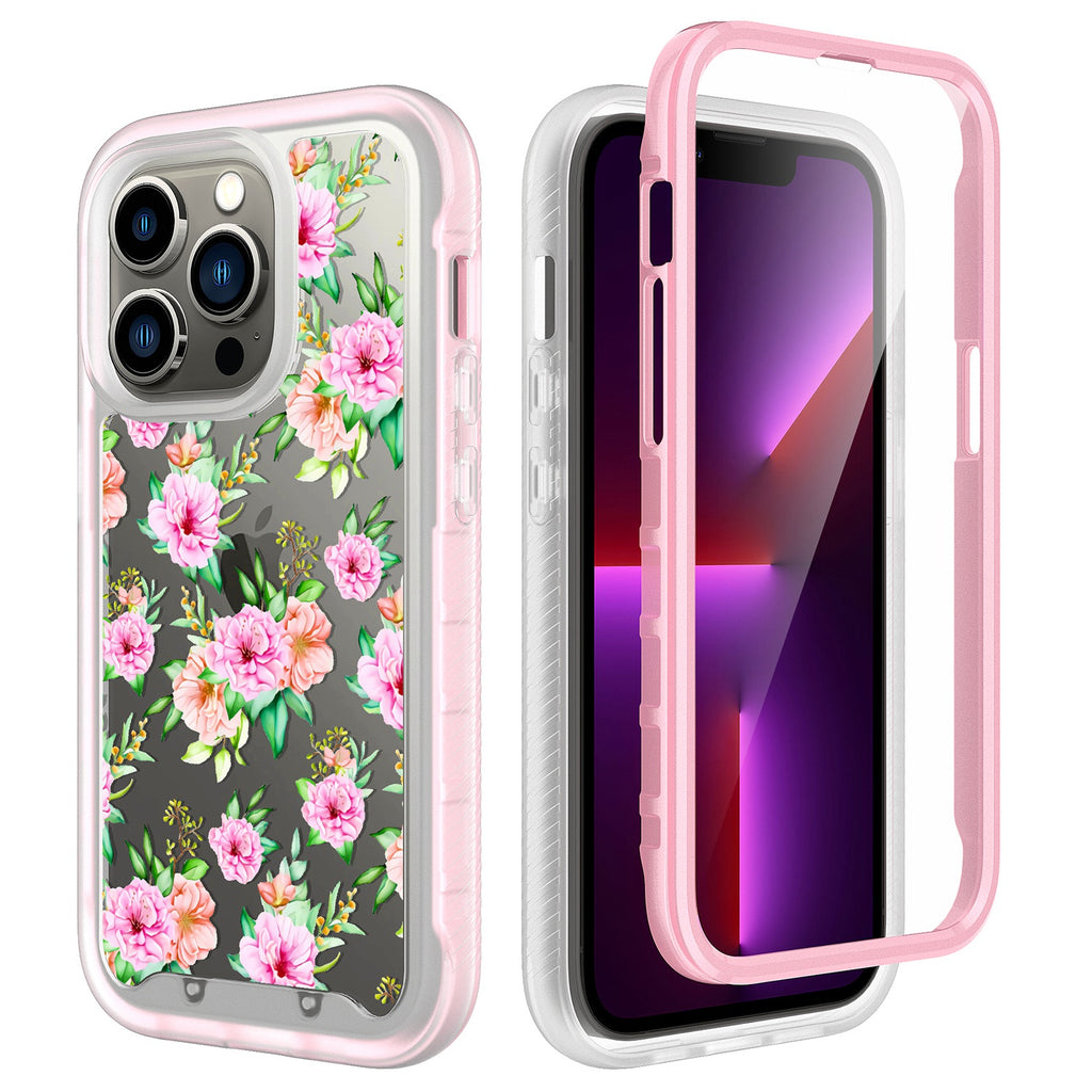 Hybrid Design Case For iPhone 11 - Pink Floral - Exotic Shockproof Design Wild Flag