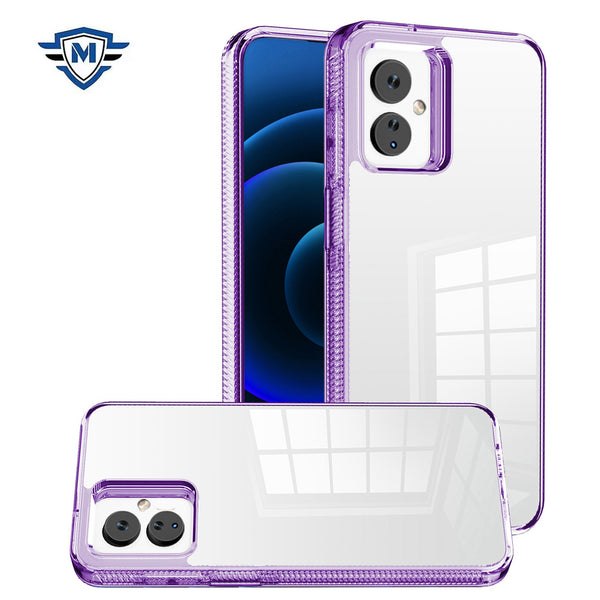 Metkase Dotted Edged Line Transparent High Quality Hybrid Case In Slide-Out Package For Celero 3 - Clear/Purple