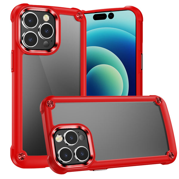 Hybrid Case with Metal Buttons And Camera Edges For Apple iPhone 11 (XI6.1) - Red
