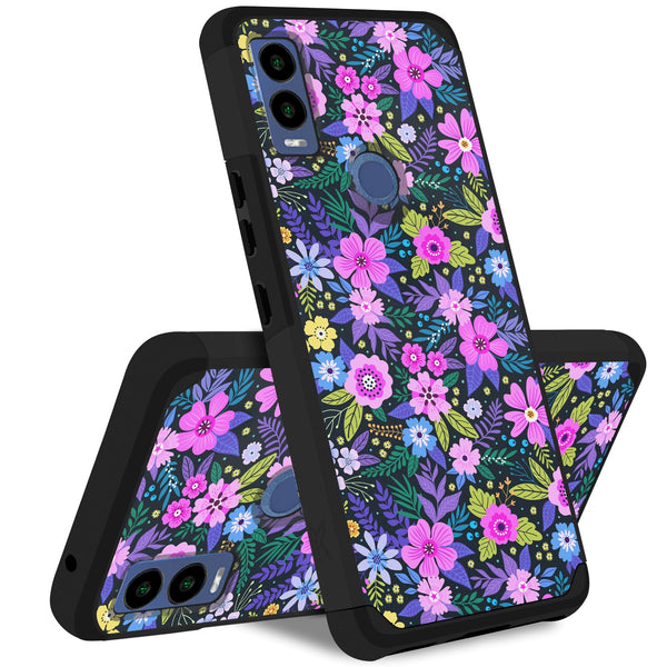 Metkase Tough Hybrid (Magnet Mount Friendly) Case For Cricket Innovate E 5G - Mystical Floral Boom