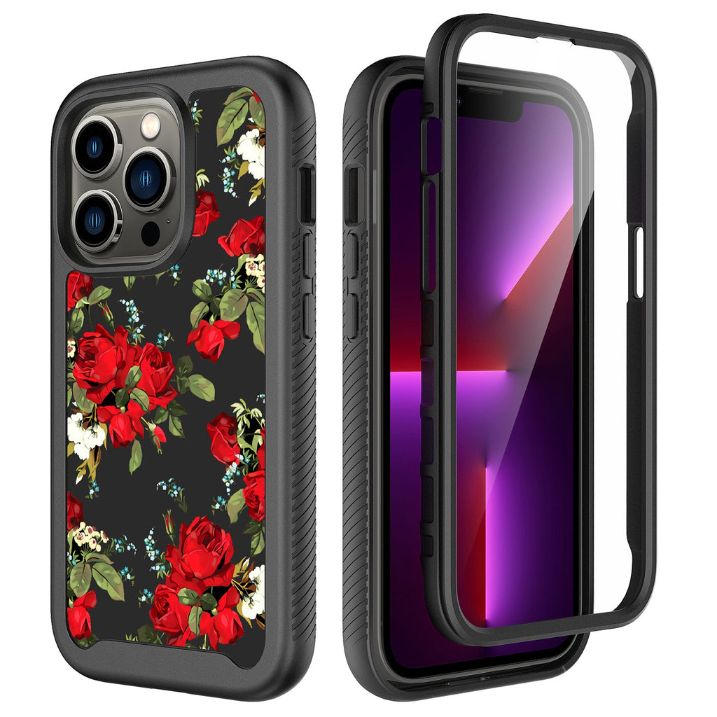 Hybrid Design Case For iPhone 11 - Blooming Rose - Exotic Shockproof Design Wild Flag