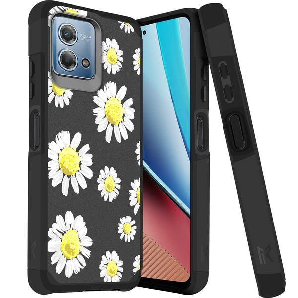 MetKase Tough Strong Hybrid (Magnet Mount Friendly) Case Cover For Motorola G Stylus 5G 2023 - Chamomile Flowers